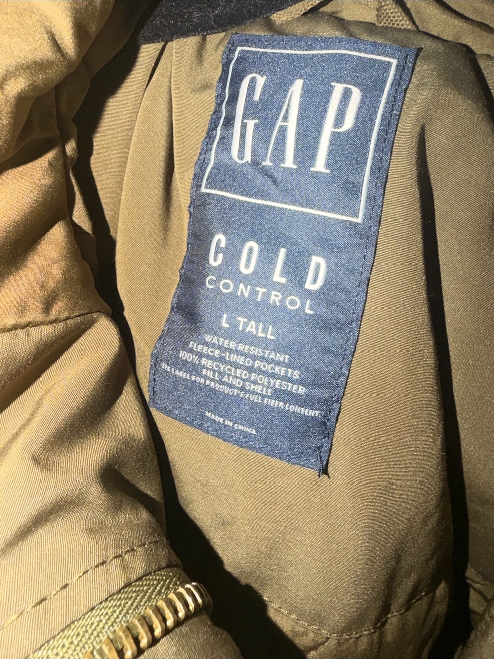 GAP Olive Green cold control Parka with Faux Fur-Trimmed Hood - Picture 2 of 2